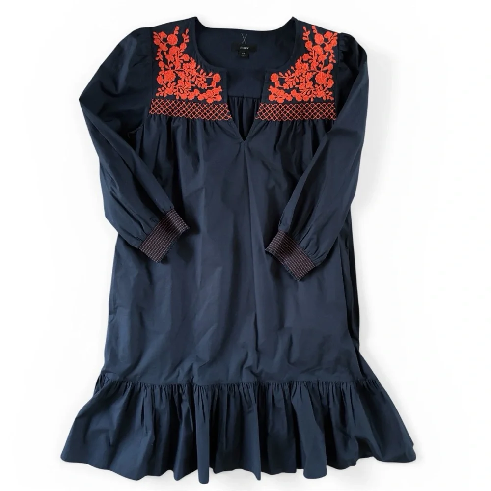 J. CREW Leda Embroidered Popover Dress (XS)